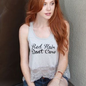 Red hair don’t care lace top *one left!